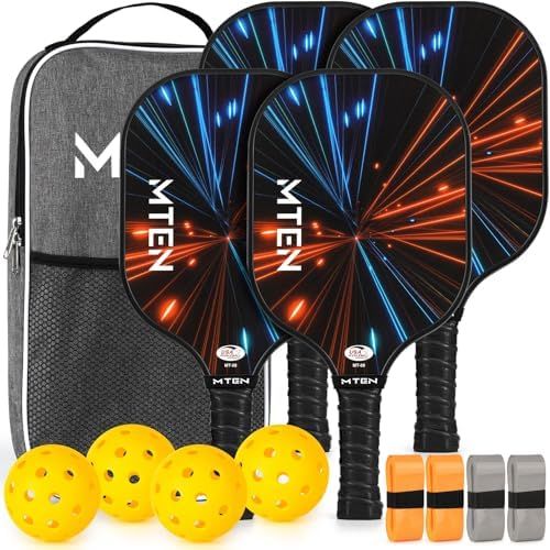 MTEN light speed pickleball paddles with orange and blue streak design