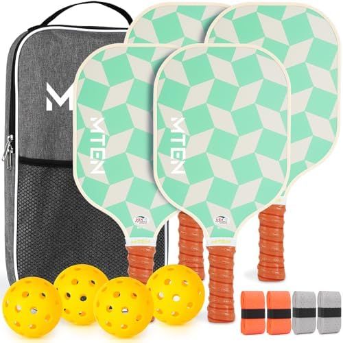 Mint checker aesthetic MTEN pickleball paddles with orange handles