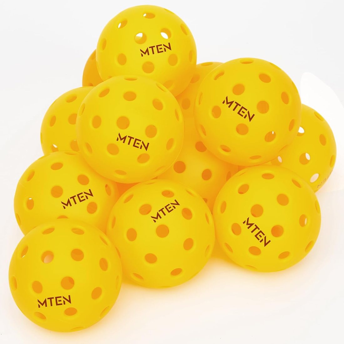 MTEN yellow outdoor pickleballs 12 pack with 40 holes view 6