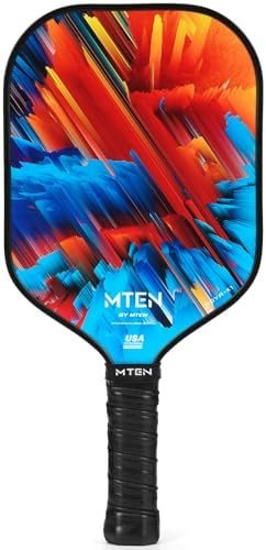 MTEN T700 raw carbon fiber pickleball paddle with red and blue face