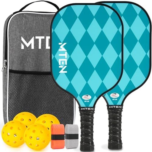 Teal harlequin diamond MTEN pickleball paddle set