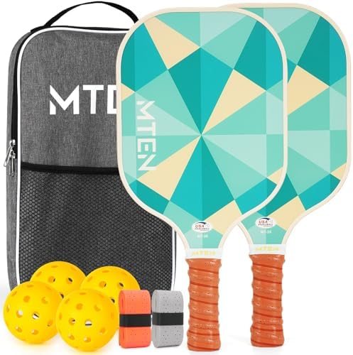 Teal prism triangle MTEN pickleball paddles with orange grips view 1