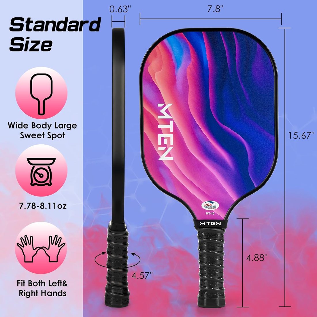 Violet wave MTEN pickleball paddles in a set with carry bag view 5